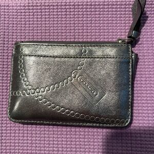 Silver Coach Wristlet / Wallet with Embossed Design